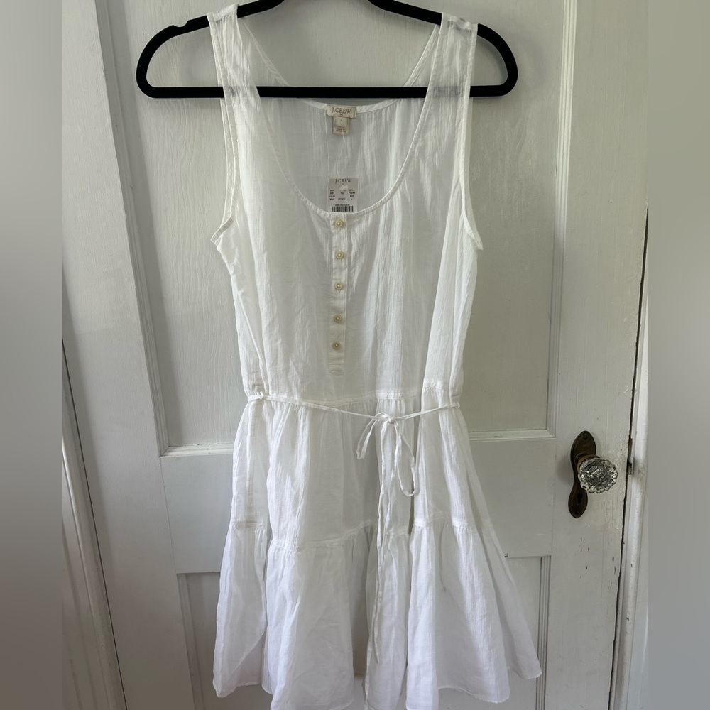 J Crew white dress, large, NWT